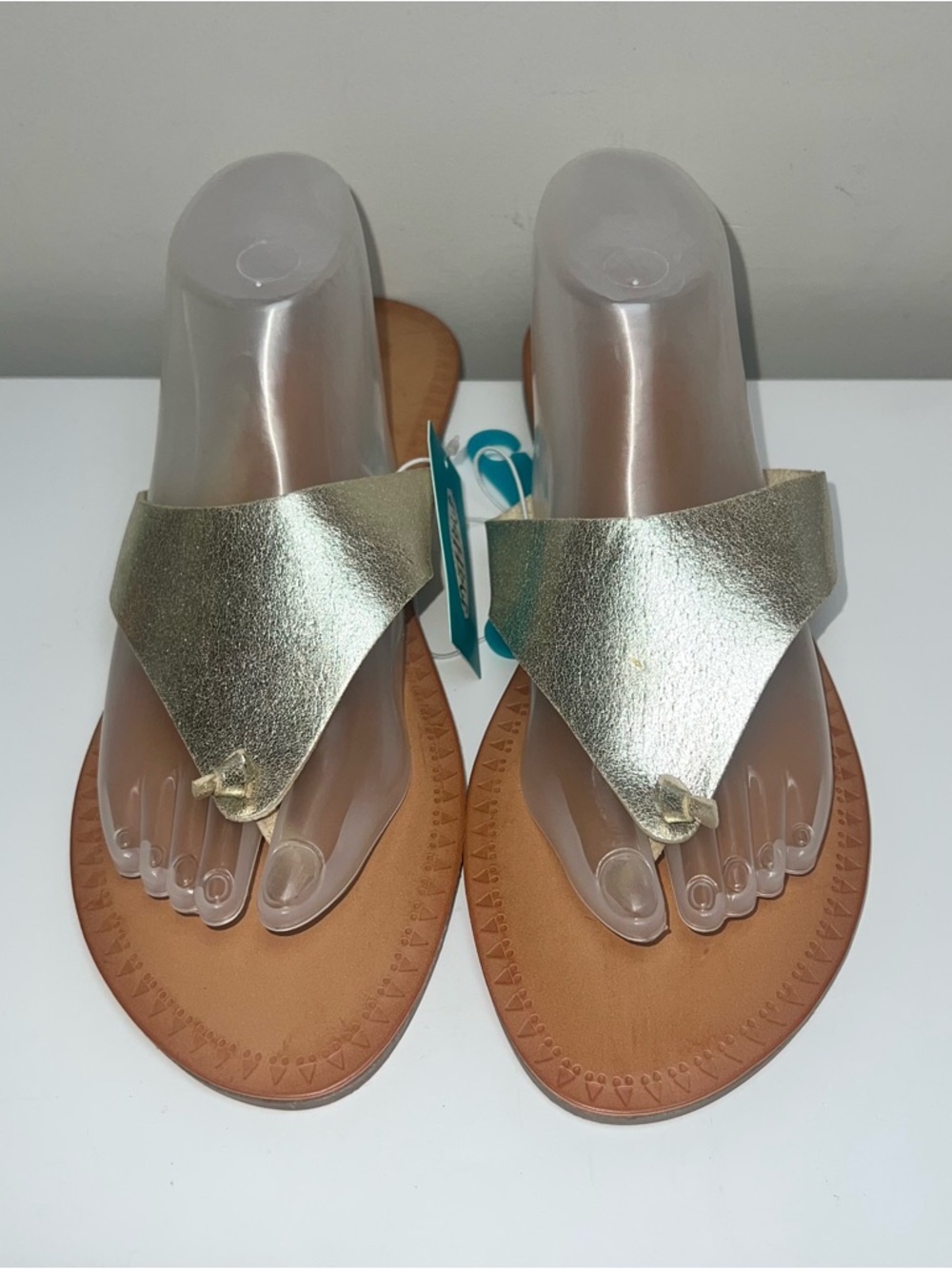 Mad Love Gold Metallic Thong Flat Sandals for Women Size 12